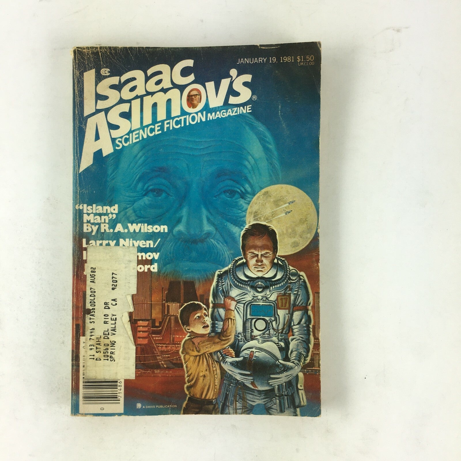 January 1981 Isaac Asimov's Science Fiction Magazine Island Man by R.A.Wilson
