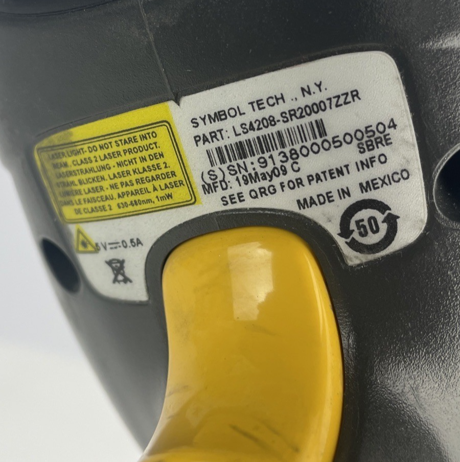 Symbol LS4208-SR20007ZZR Laser 1D Barcode Scanner w/ USB Cable - Tested Working