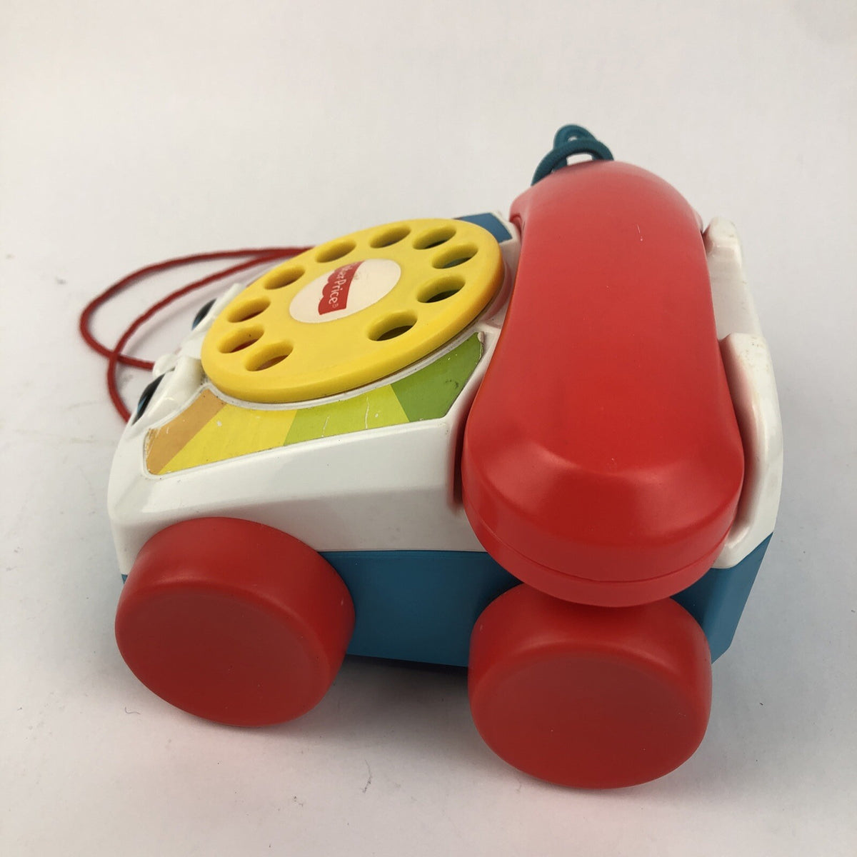 Vintage Fisher Price Pull Along Phone Normal wear Eyes Clacker & Ringer Work