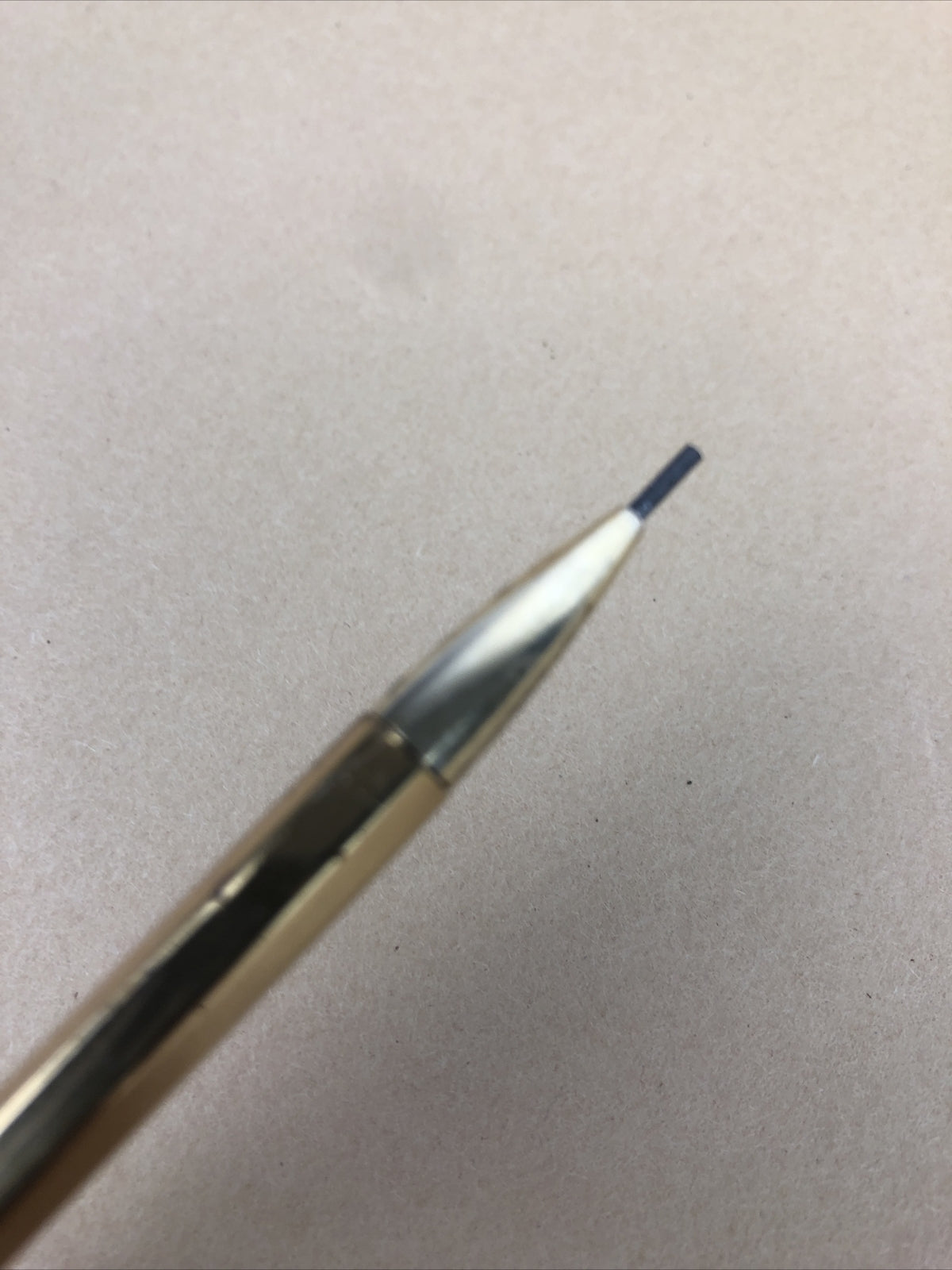 Vintage Stratford USA Ribbed Gold Tone Machinists Mechanical Pencil w Lead LOOK