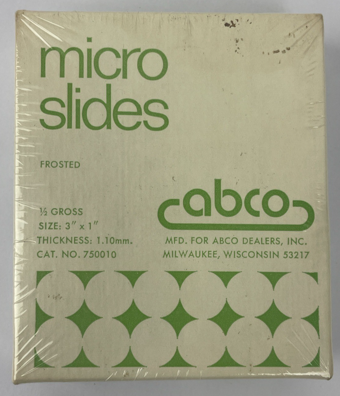 NEW Abco Micro Slides 1/2 Gross Frosted 3" x 1" 1.10 mm Cat. #750010