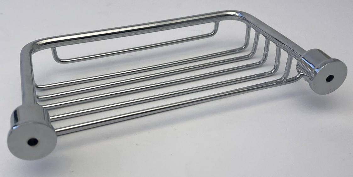 SONIA Designer Wall Mount Bathroom Soap Dish Chrome Wire Basket Square 6" x 4"