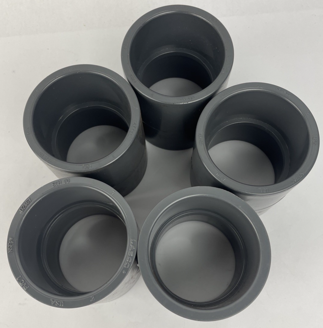 Lot of 5 x Lasco 2" PVC-I NSF-PW SCH-80 Slip Fit Coupling Socket ASDM D2467