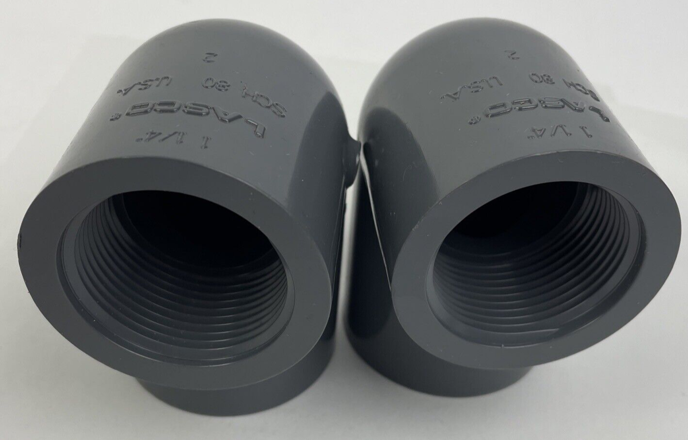 LOT OF 2 x OEM LASCO 807-012 1-1/4 INCH ELBOW SCH 80 SOCKET D2467 PVC 1 - NEW