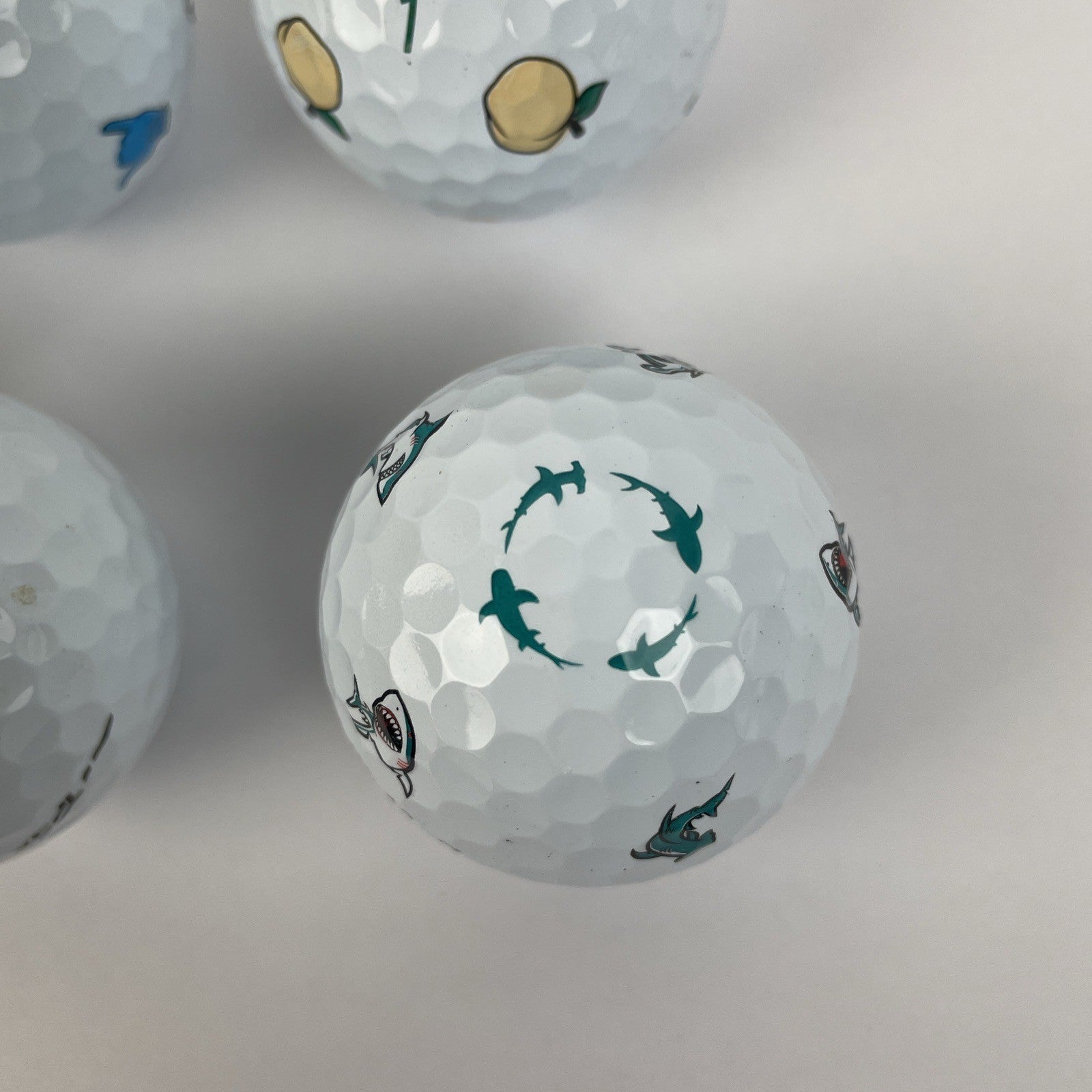 7 Taylormade TP5x Oracle Redbull SHAKA PEACH Bacon And Eggs Palm Shark Golf Ball