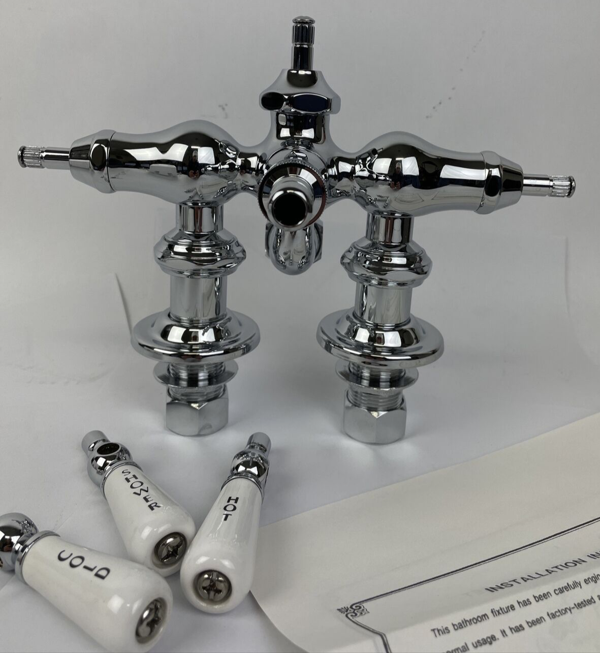 Spring House Chrome Clawfoot Tub Faucet with Riser Connection