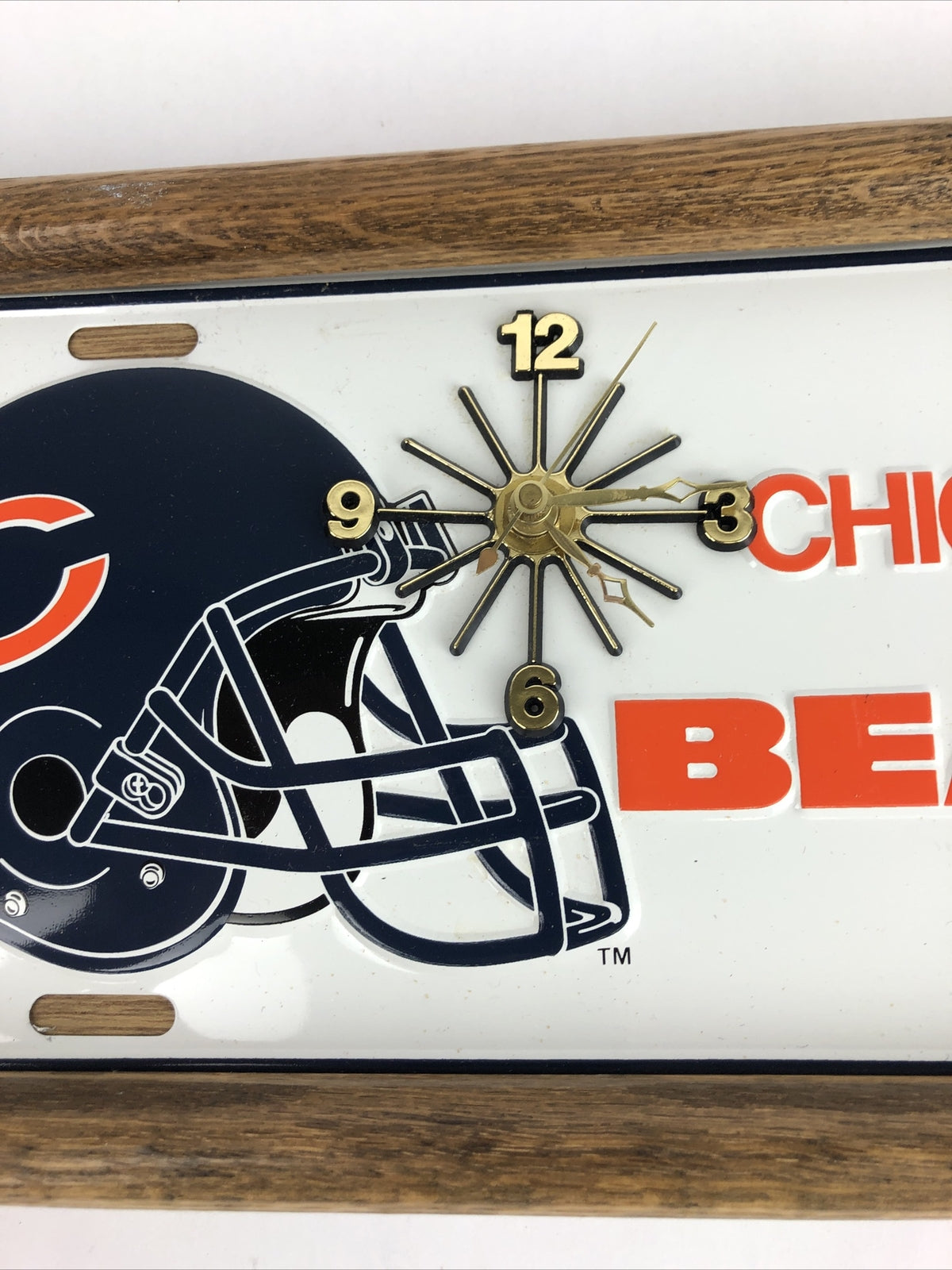 Vintage Chicago Bears Team NFL Liscense Plate Display Clock NFL Football 