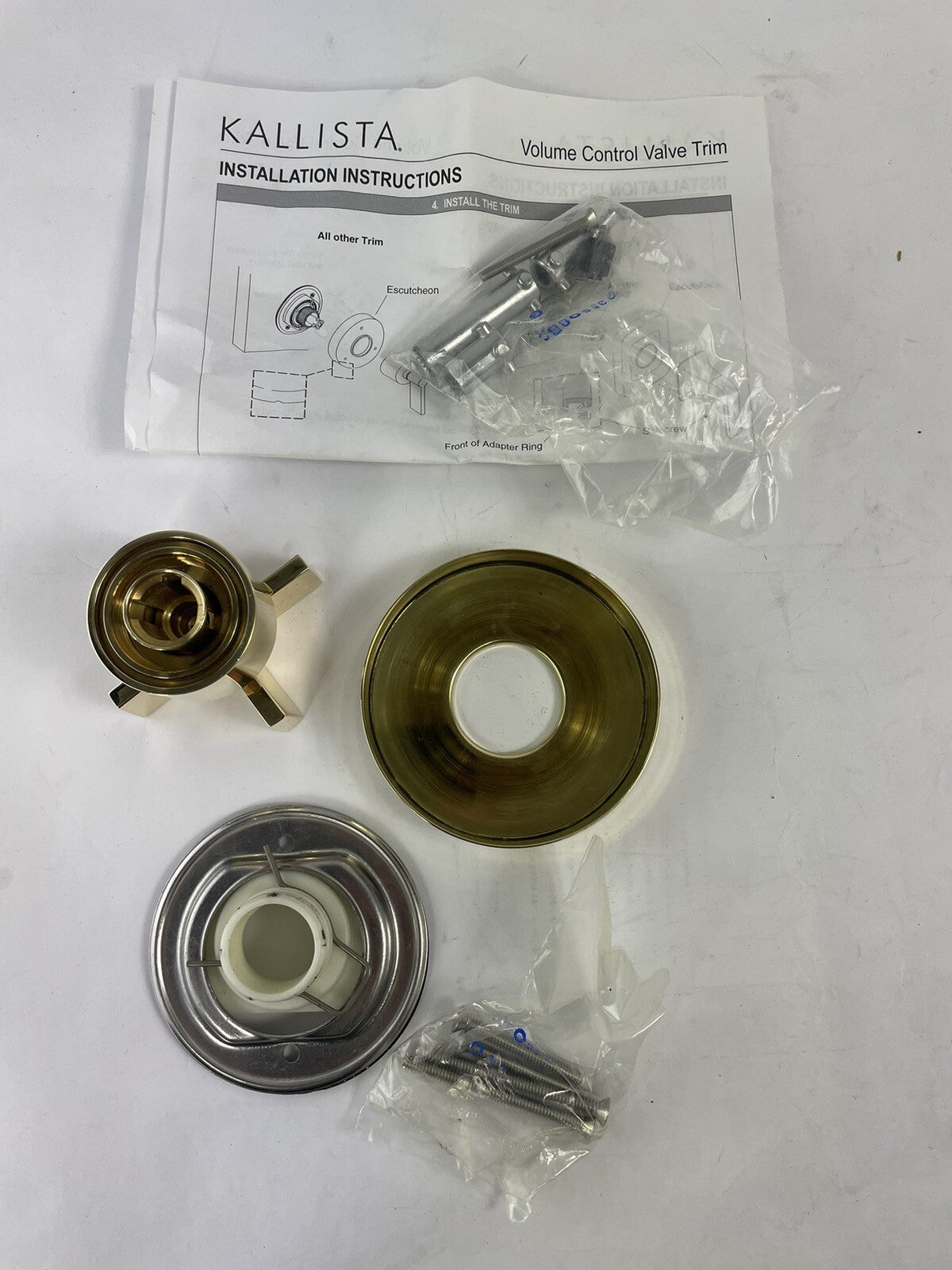KALLISTA One P24423-CR-ULB cross handle volume control valve trim unlacquered brass