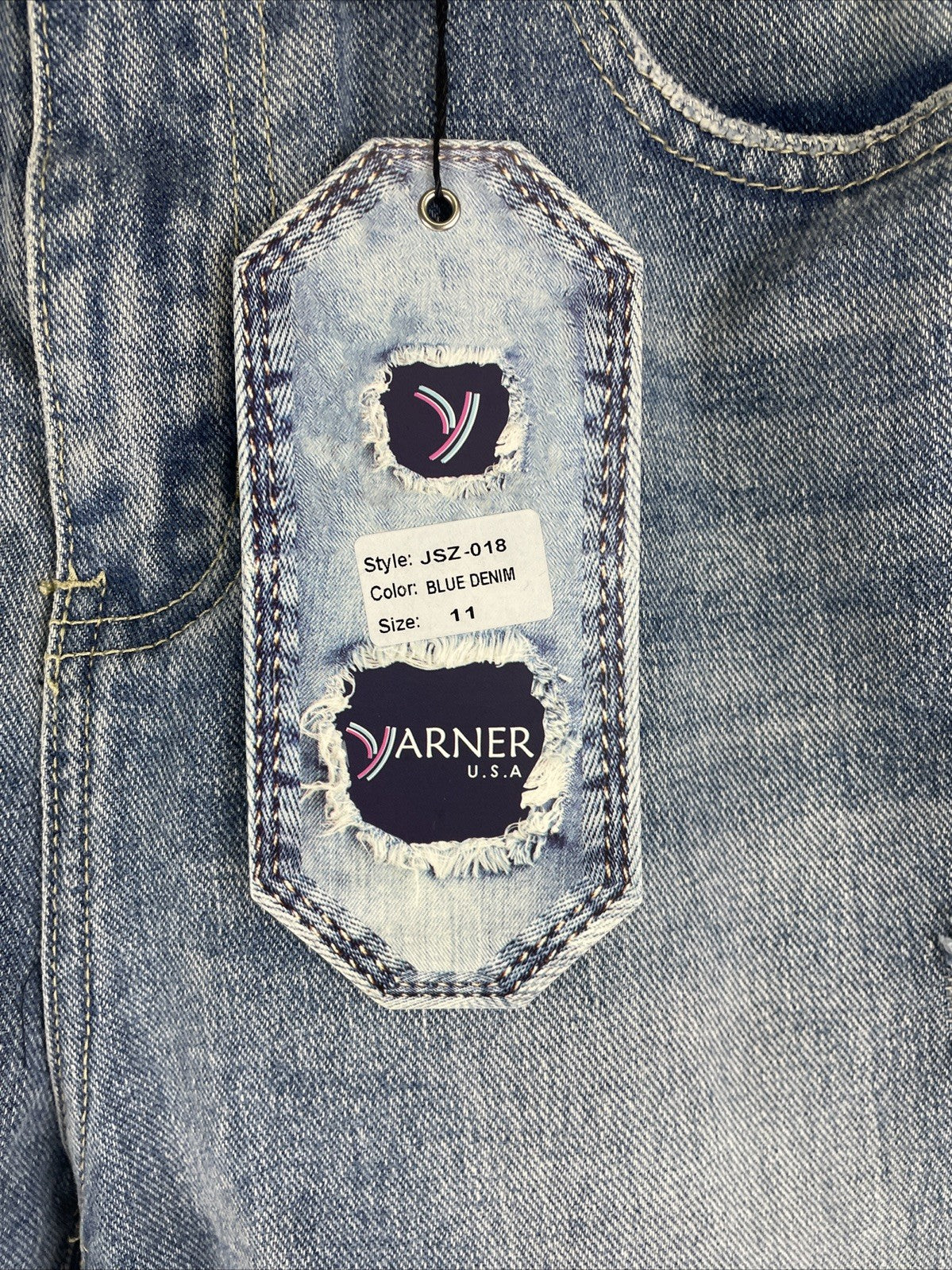 Yarner USA Distressed Torn Jeans Women's Size 11 High Rise Waist Light Blue Wash