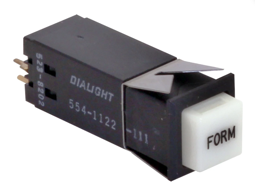 2 Dialight backlit SPDT momentary pushbutton switch. 5 amp, 125v contacts Button