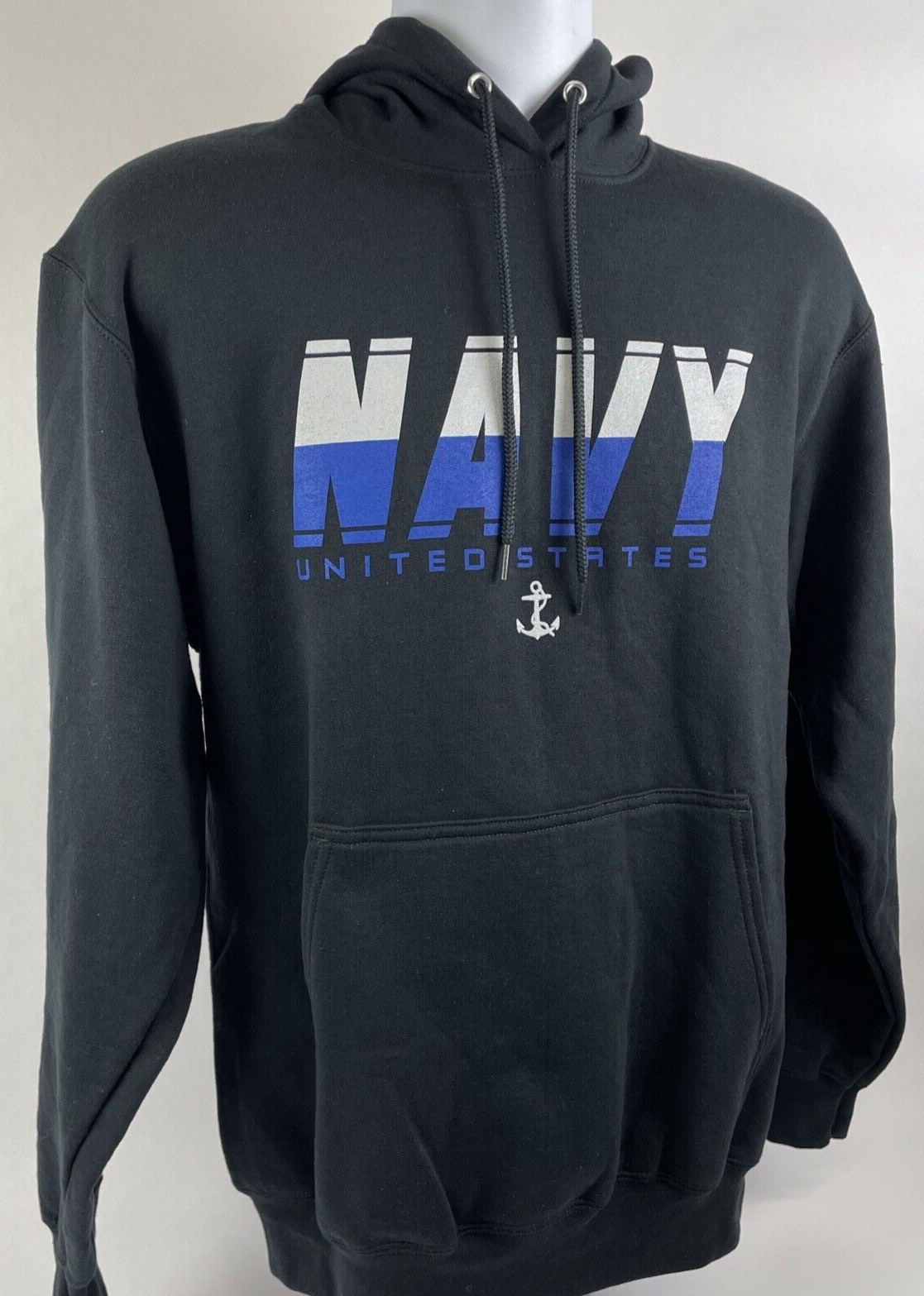 U.S. Navy Hoodie Hooded Navy Blue Sweatshirt TREAD WATER HOLD FAST - Mens MEDIUM