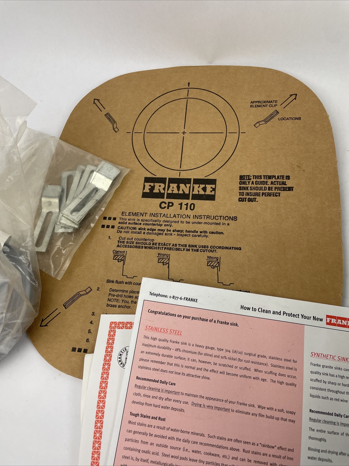 OEM FRANKE ELEMENT TITANIUM FINISH SINK KIT Model # CPM110 NOS - Made in CANADA