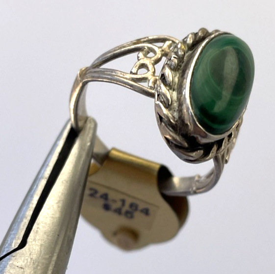 Navajo Native American Sterling Silver 925 Green Malachite Stone Ring Size 5