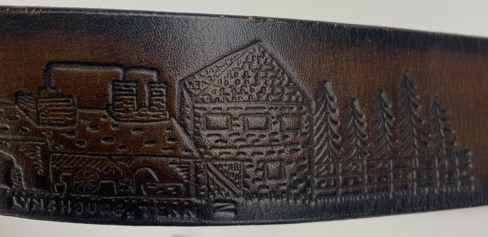 Vintage Jack Daniel’s Old Time Whiskey Brown Leather Embossed Belt w BUCKLE 34*