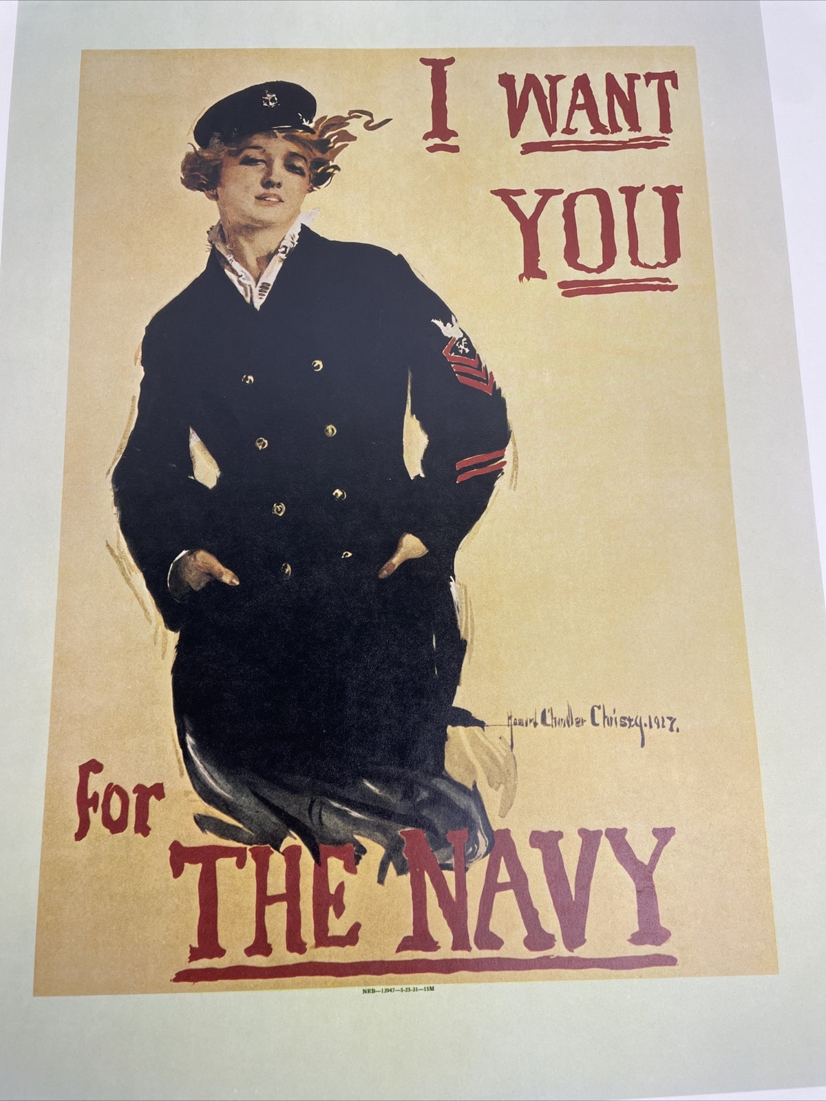 New Vintage 1973 I Want You For The Navy Poster WWI World War 1  20" x 16"