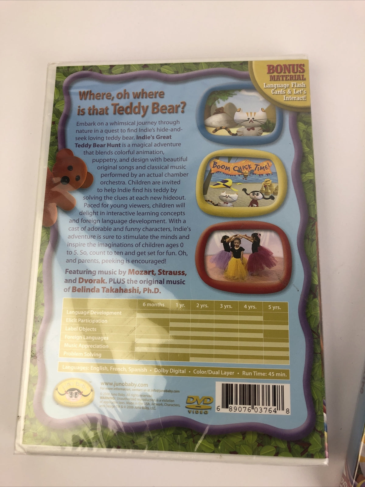 2 x Juno Baby: Juno’s Rhythm Adventure Teddy Bear  HunT Interactive Musical DVD