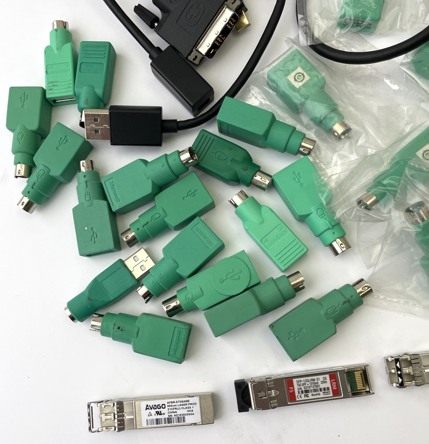 Lot of 50 + Vintage Computer Adapters PS2 to USB Microsoft Avago Apcon - LOOK