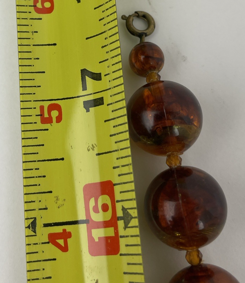 Vintage Dark Brown Graduated Lucite Acrylic Glass Bead Single Strand Necklace
