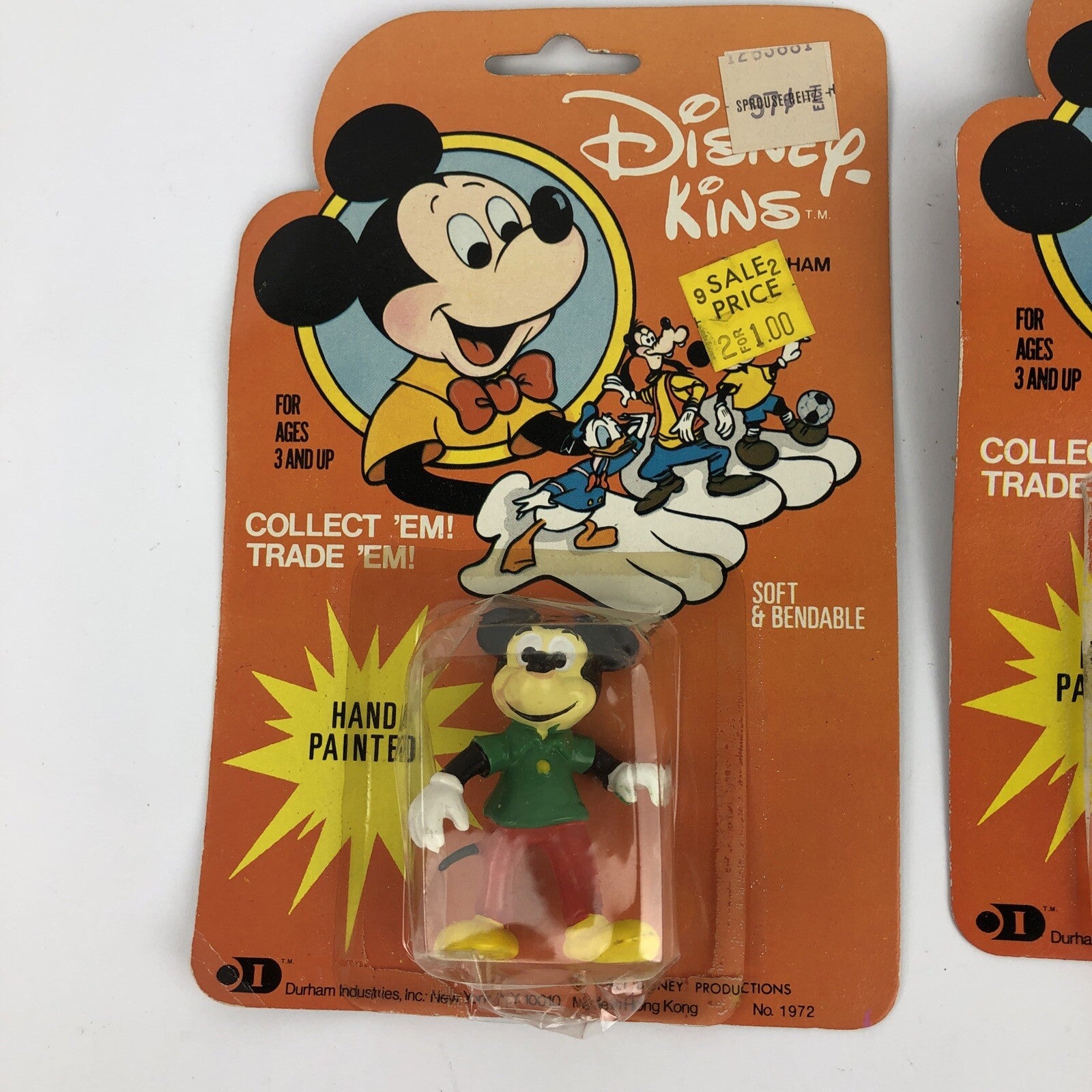 DISNEY-KINS HAND PAINTED  MICKEY MOUSE Donald Duck 2" SOFT & BENDABLE BY DURHAM