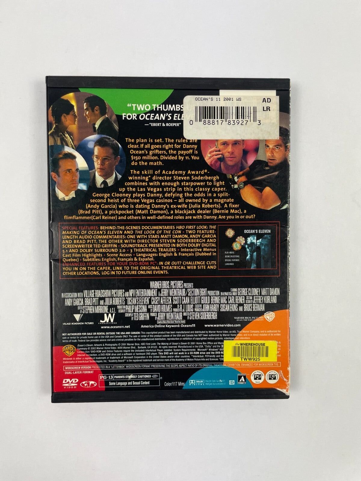 Ocean's Eleven George Clooney Matt Damon Andy Garcia Brad Pitt Roberts DVD Movie