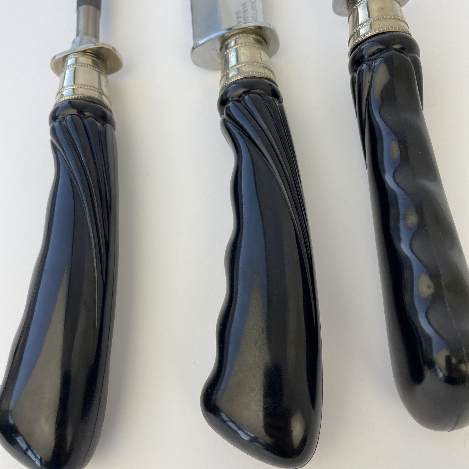 CRAFTSMAN CARVING SET HOLLOW GROUND CUTLERY ONYX Black Handle VINTAGE SET IN BOX