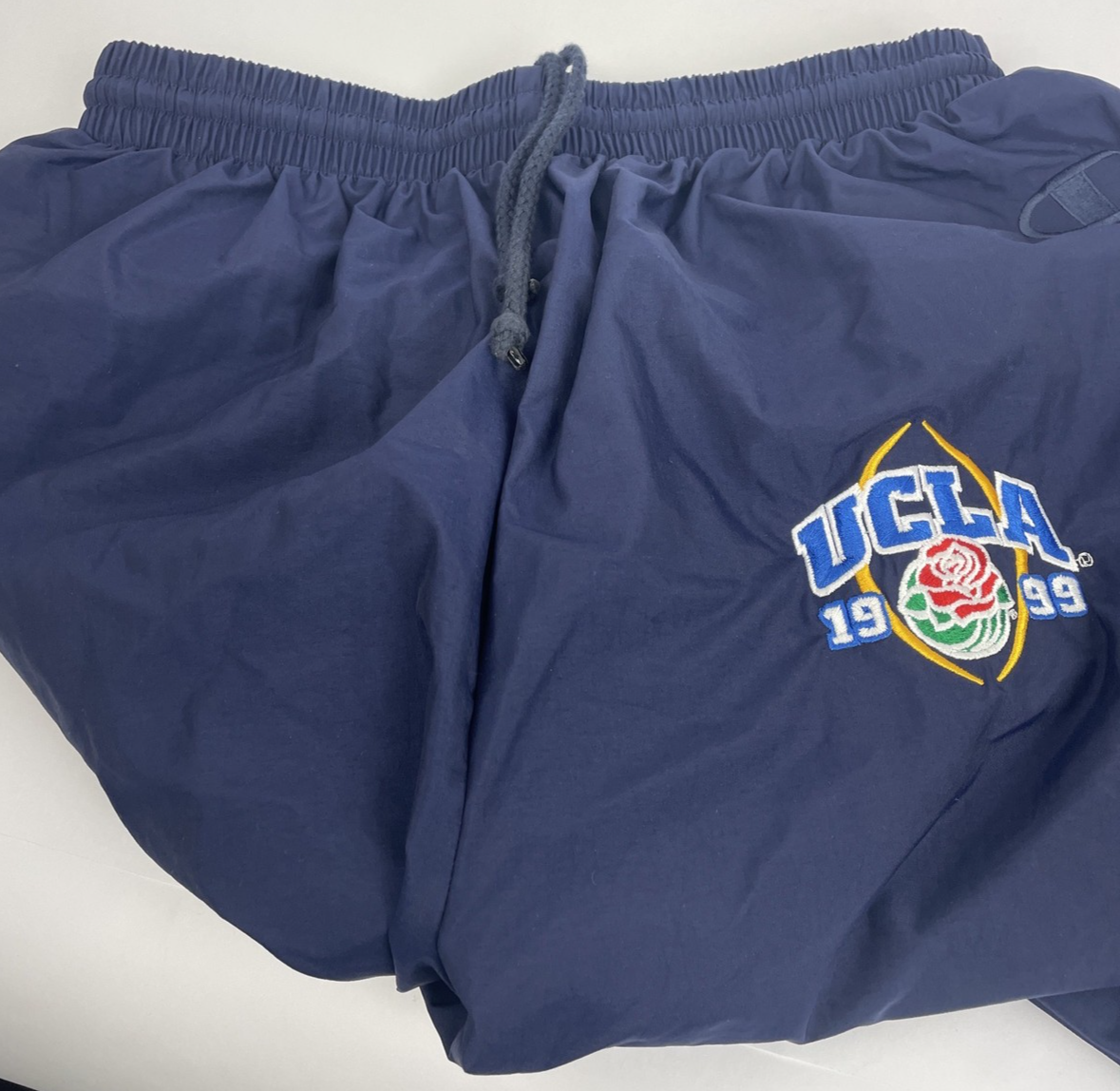 Vintage 1999 UCLA Rose Bowl Champion Apparel Lined Track Pants Large Navy Blue