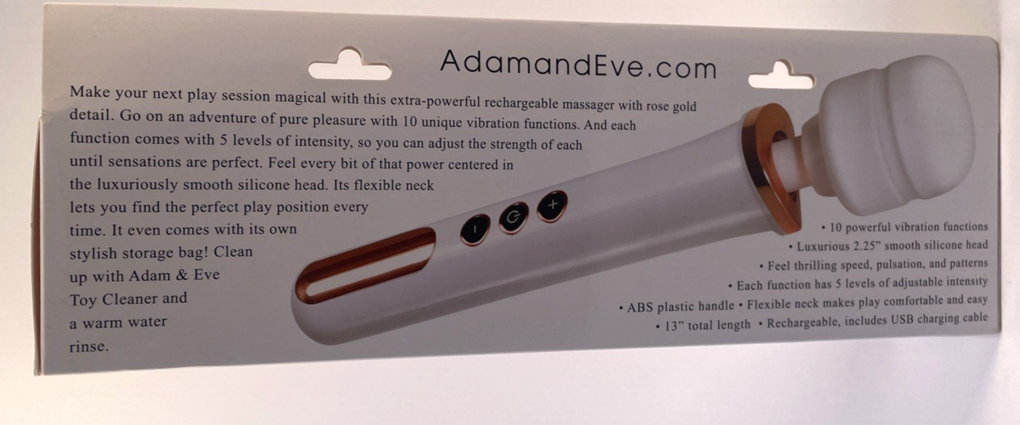 Adam & Eve Rechargeable Magic Massager Wand Intense Dual Speed Gold  13" Length
