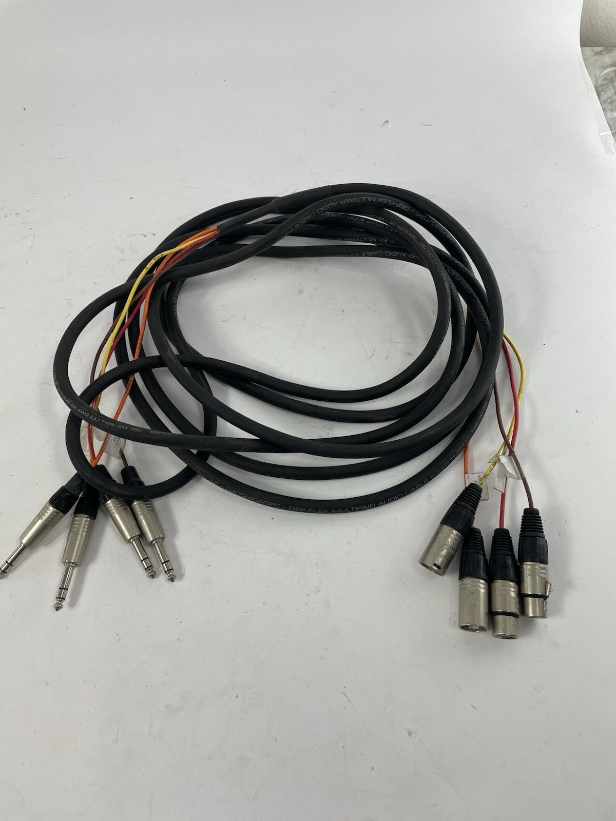 GEPCO 4 Channel Male 1/4" Phone to 3-Pin Neutrik XLR Female Male Snake Cable 20'