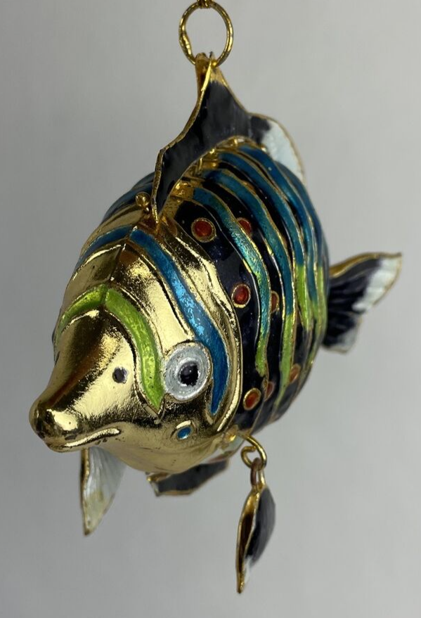 Beautiful Cloisonné Enamel Articulated Tropical Reef Fish Christmas Ornament