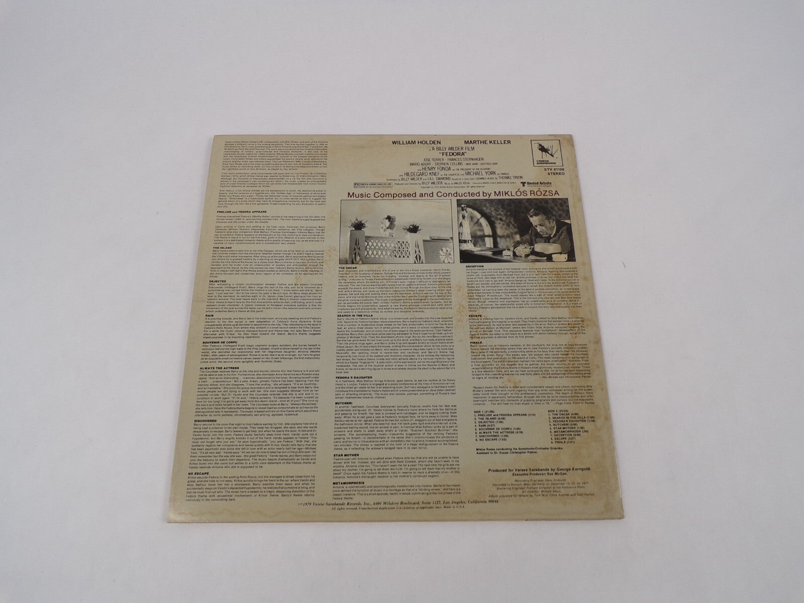 Fedora Composed By Miklos Rozsa The Oscar Search In The Villa Vinyl Record