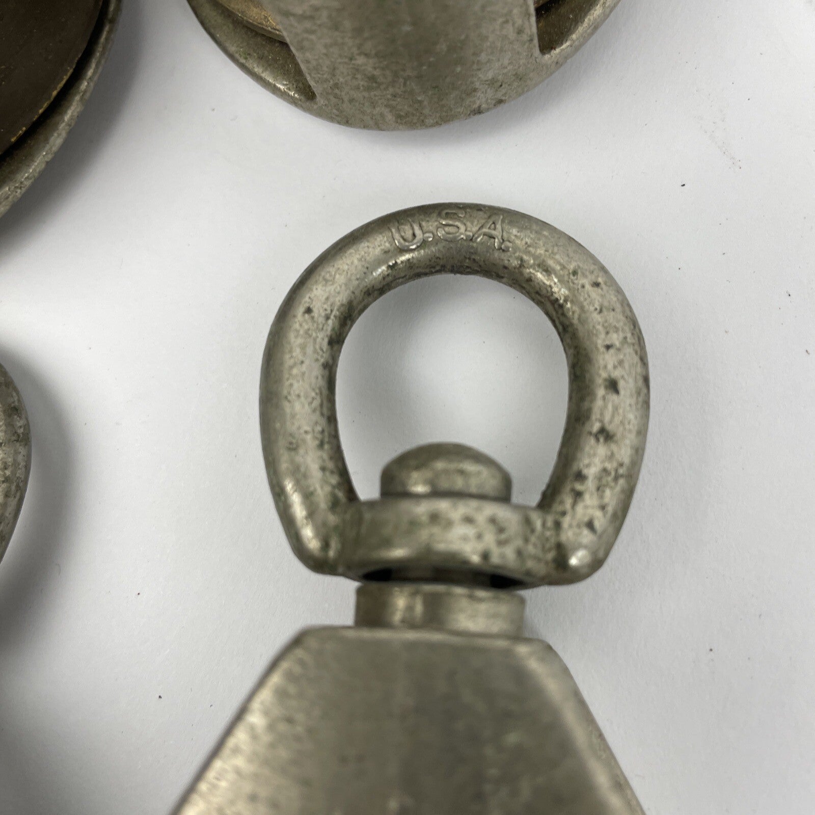 Lot of 4 x Fixed Eye Zinc Plated Steel Sheave Pulley Blocks USA Made  NOS