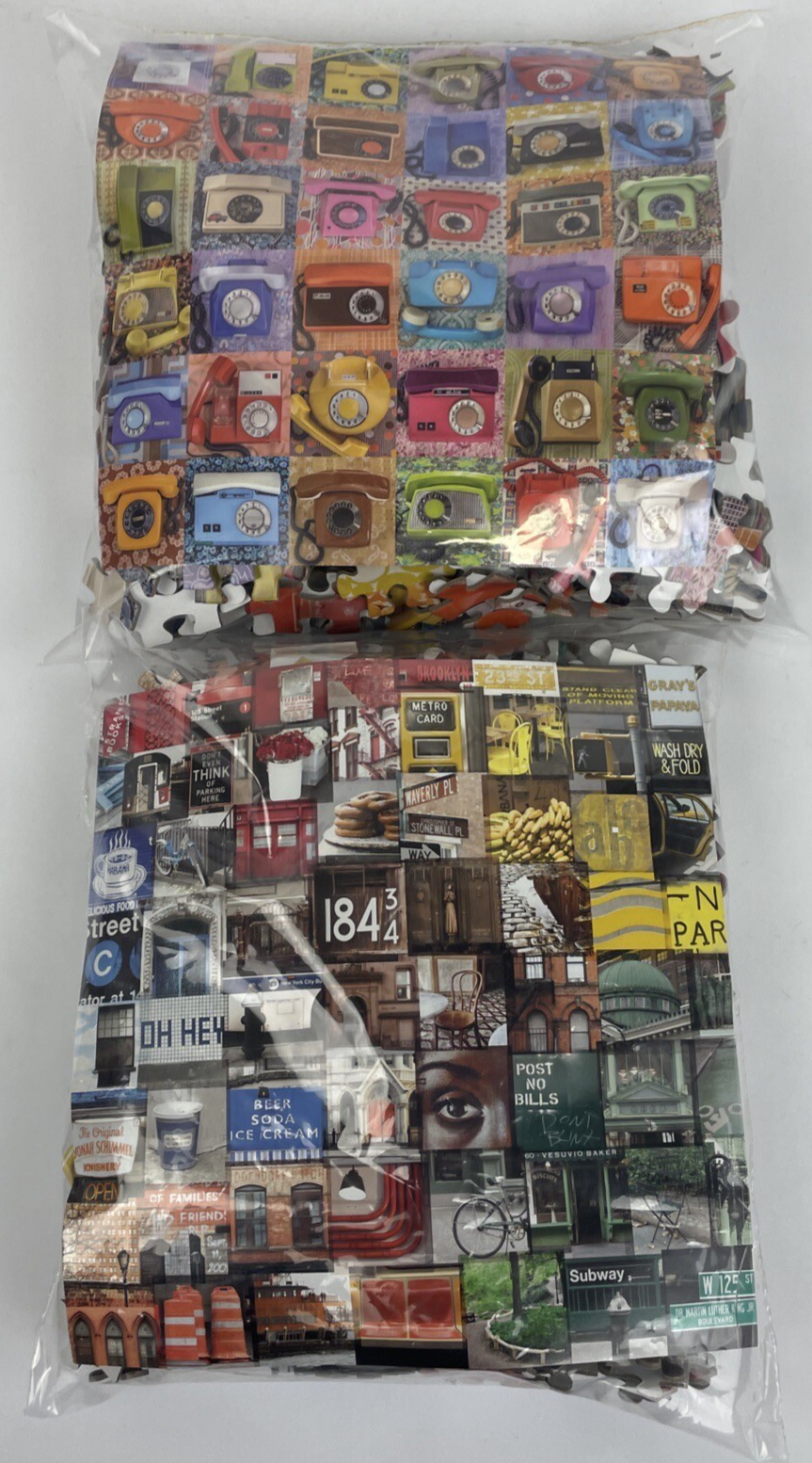 New York In Color + Eastern Bloc Telephones 500 Piece Jigsaw Puzzle Lot -Galison