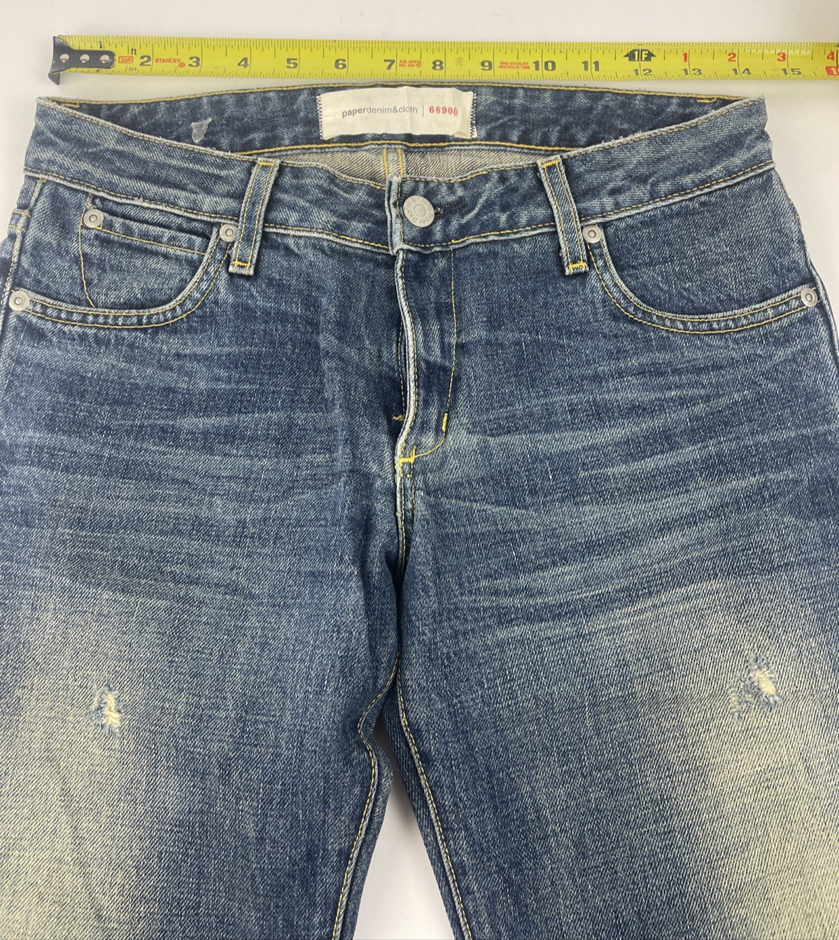 Paper Denim & Cloth 68900 Med Wash Women's Denim Jeans Sz 25 Y2K Distressed Worn