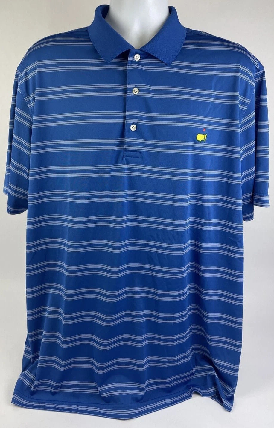 Masters Polo Shirt Men's Extra Large Pima Blue White Stripe Golf Performance XL