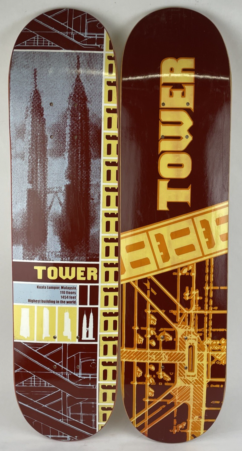 Lot of 2 x Vintage TOWER Skateboards Skateboard Deck MONTREAL  7.5"  1999
