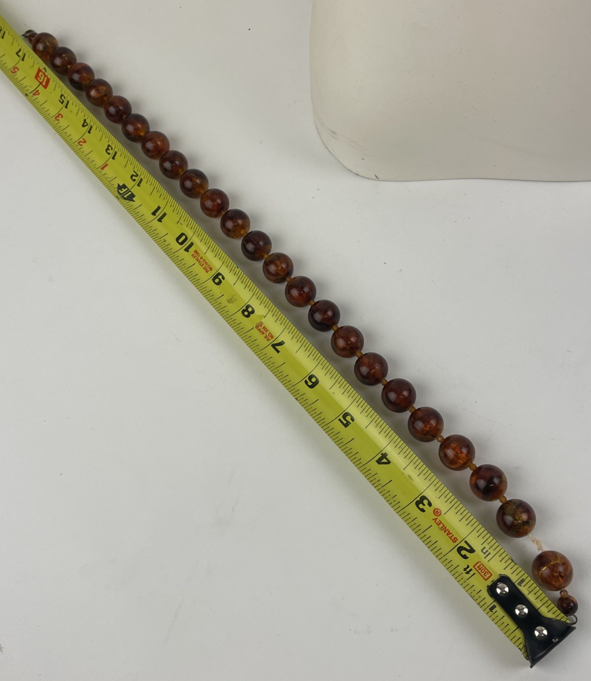Vintage Dark Brown Graduated Lucite Acrylic Glass Bead Single Strand Necklace