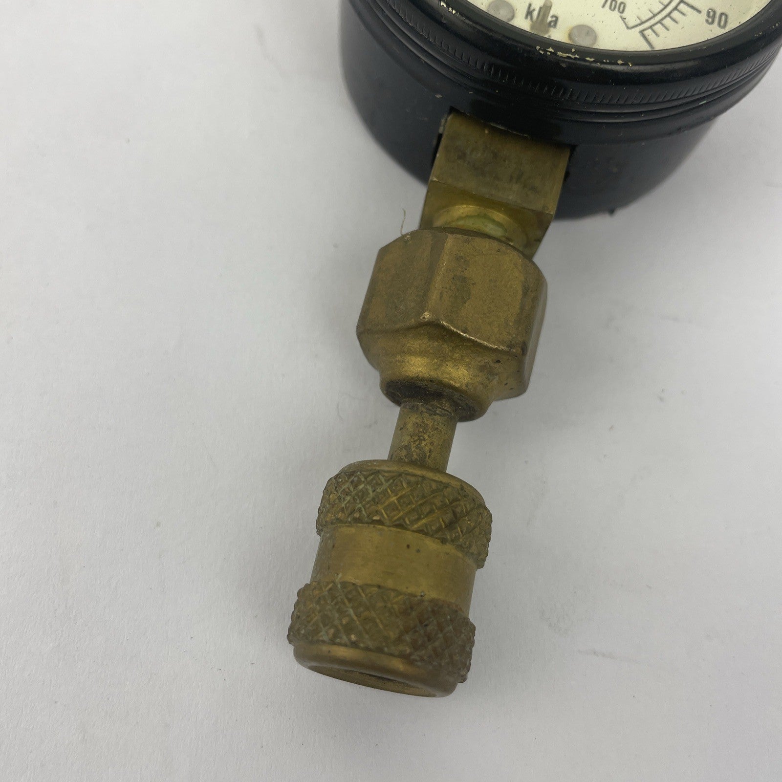 Vintage Marsh Instrument Co Pressure Gauge Black 0-100 2 ” w Compression Fitting