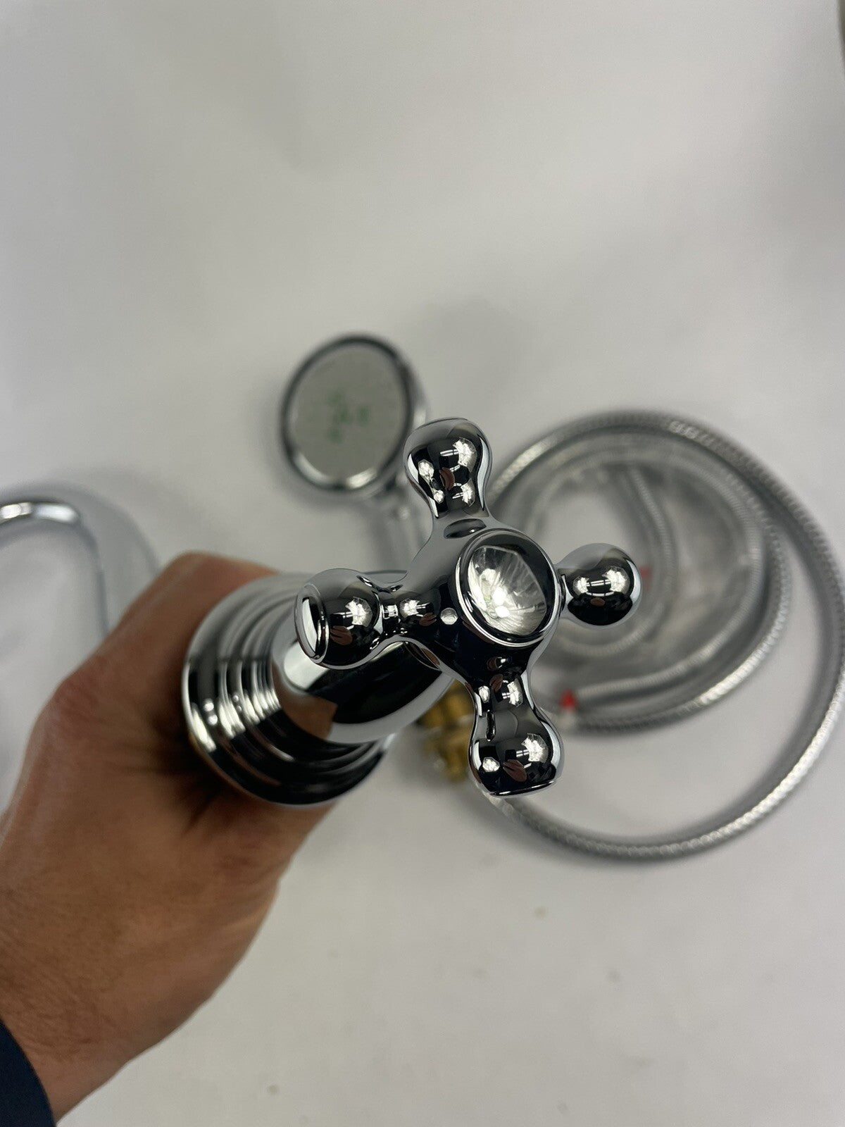 Hansgrohe 3 hole Faucet Tub Filler Swing C Double Cross Handler W/ Hand Shower