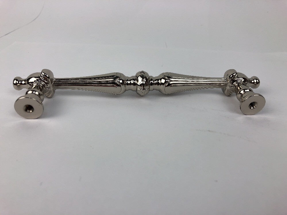 RIK 1985 Polished Nickel 5" cc Solid Brass Ornate beautiful Cabinet Handle RARE