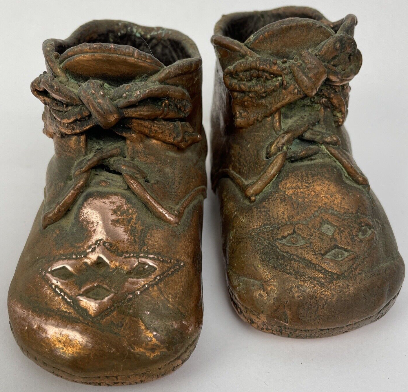 Vintage Antique Baby Brass Bronze Shoes Booties Bronze Dipped Baby Shoes LOOK