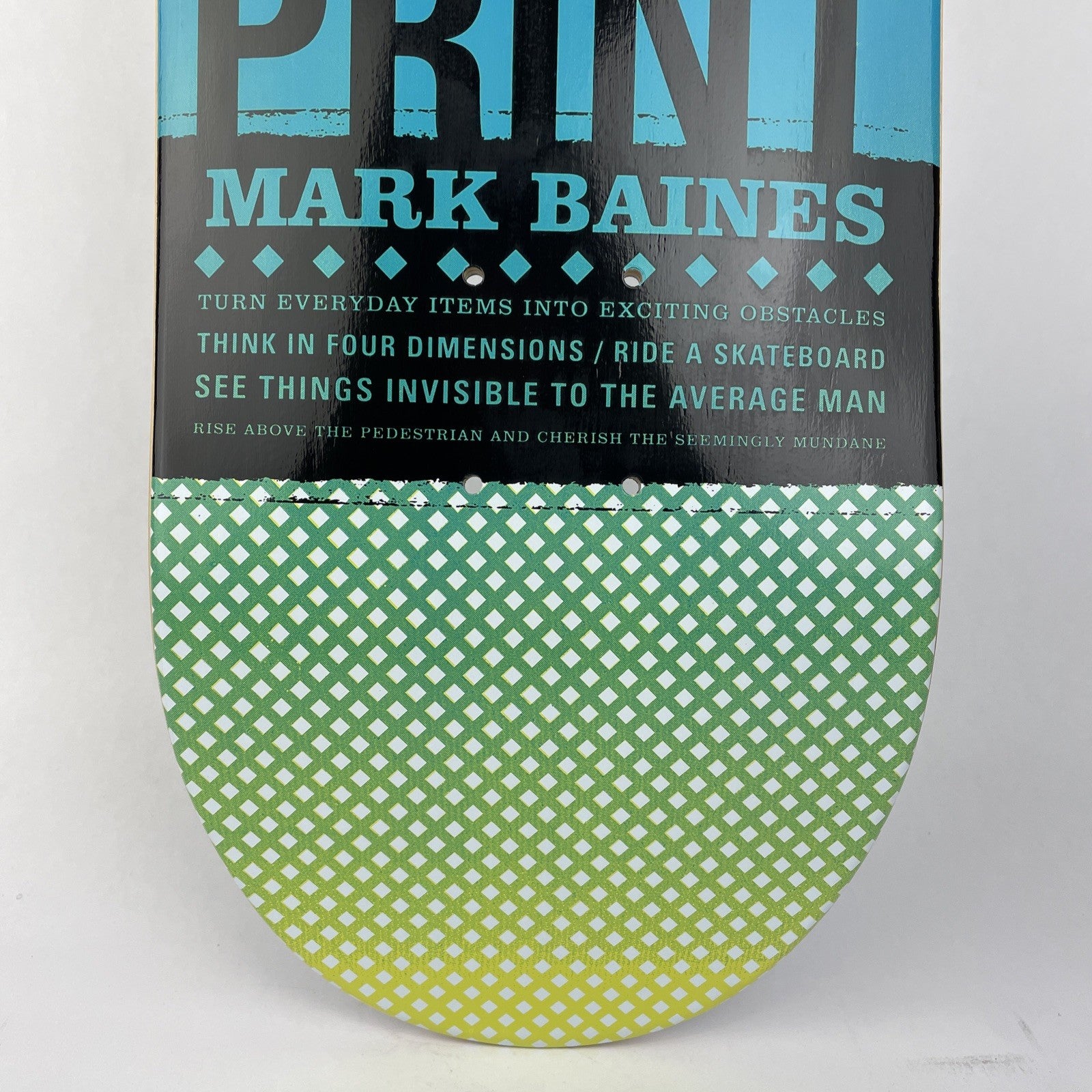 Vintage BLUEPRINT skateboards deck 8" RARE Mark Baines Pachinko Green Top Stain