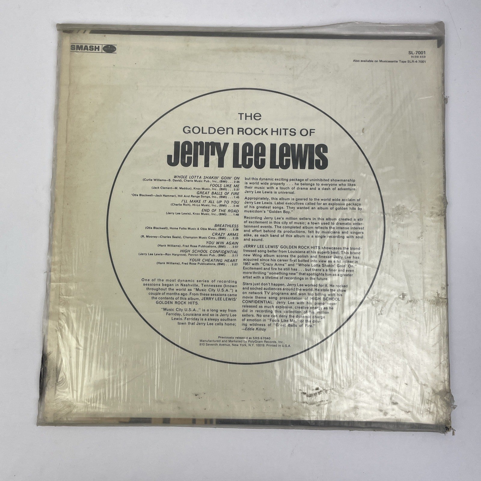 JERRY LEE LEWIS  LP The Golden Rock Hits of Jerry Lee 1987 Mercury Vinyl