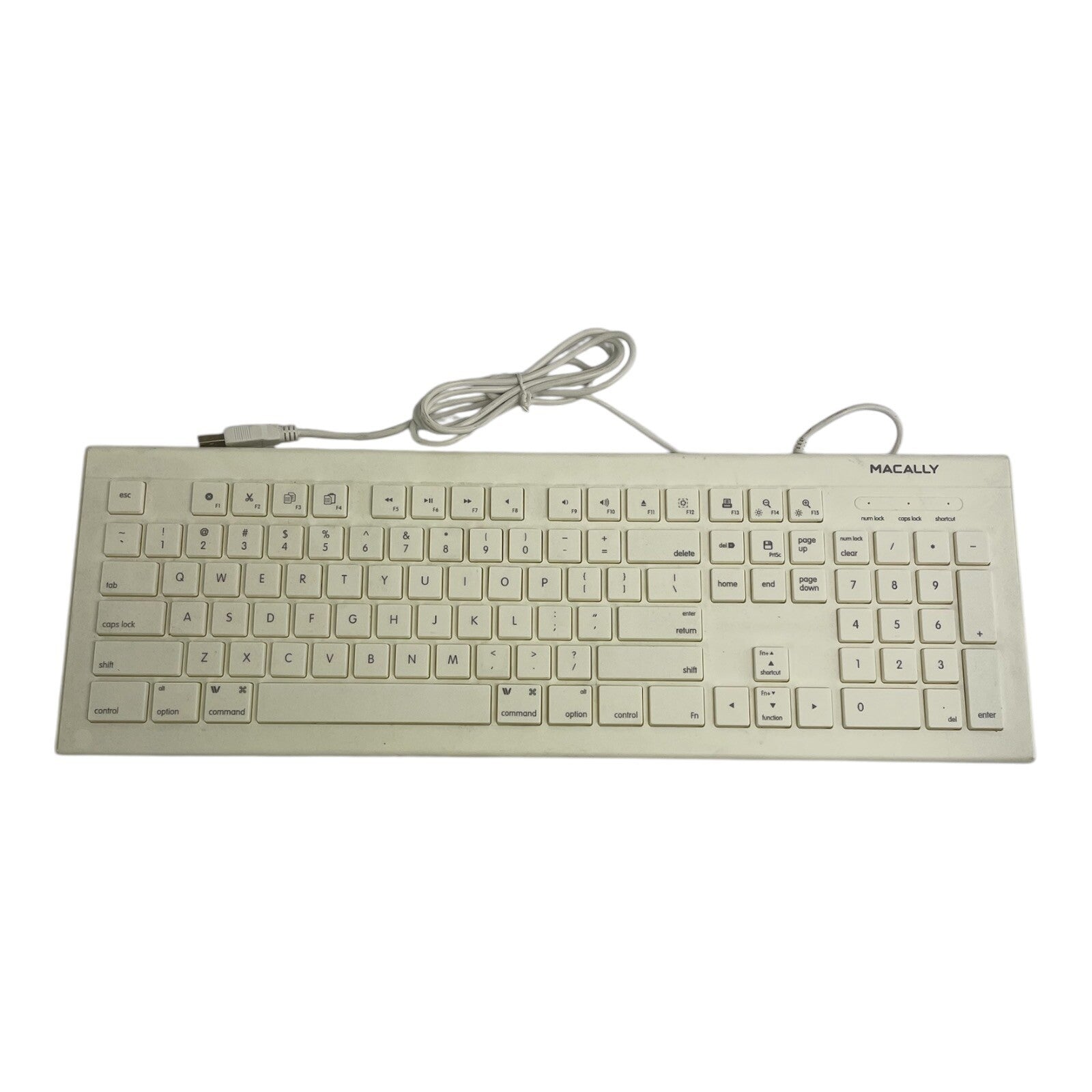 Macally Full Size USB Wired Keyboard (MKEYE) for Mac and PC (White)
