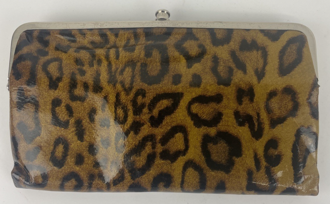 Hobo International Kiss Lock Metallic Leopard Cat Style Wallet Clutch - LOOK