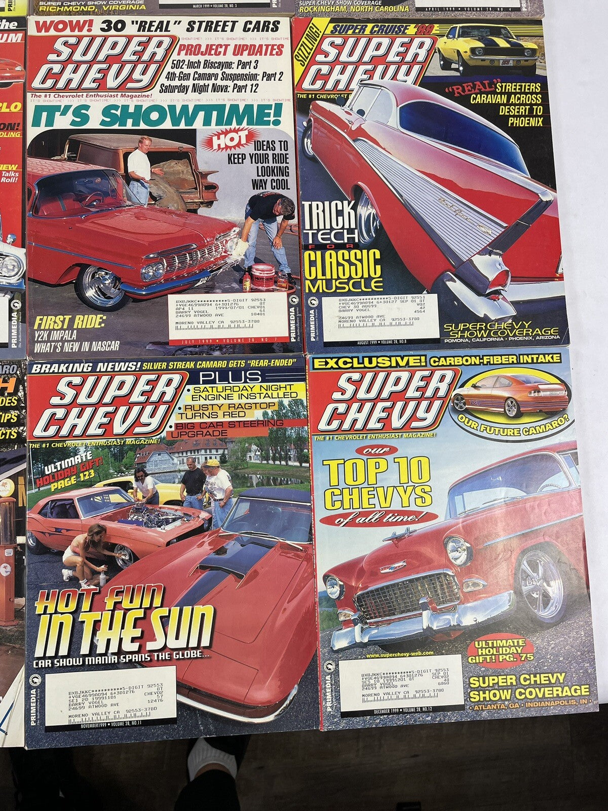 Lot of 12: SUPER CHEVY MAGAZINES Complete Full Set 12 issues Jan to Dec 1999
