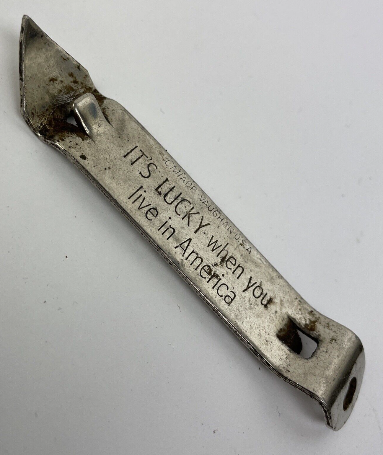 Vintage Lucky Lager Can Beer Bottle Opener "IT'S LUCKY When You Live in America"