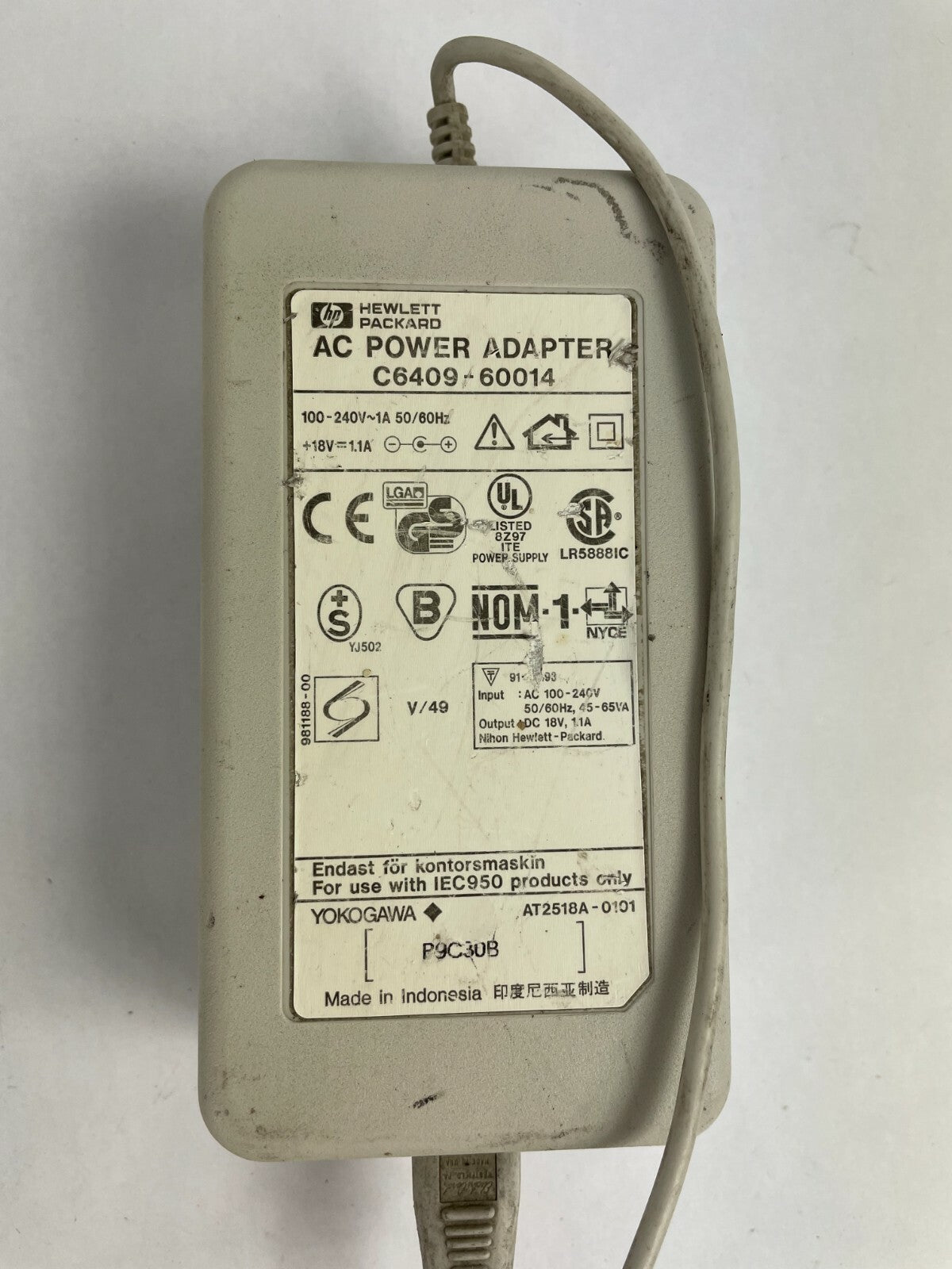 Genuine HP C409 60014 AC Adapter Output 18 V 1.1 A  Power Supply Adapter A51