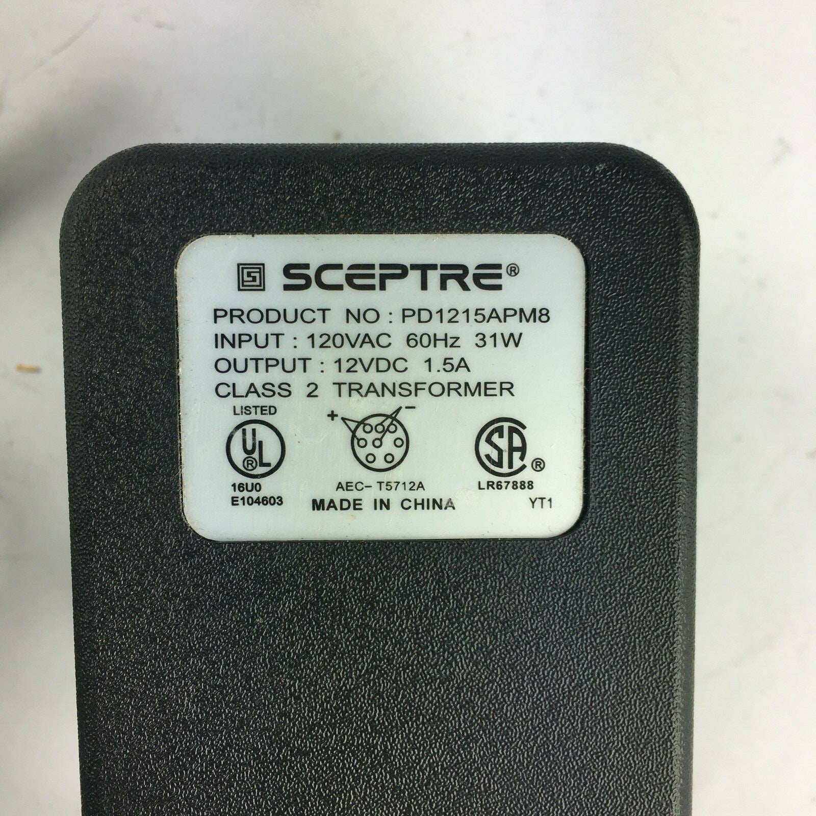 Genuine SCEPTRE PD1215APM8 Class 2 Output 12V 1.5A Power Supply Adapter A7