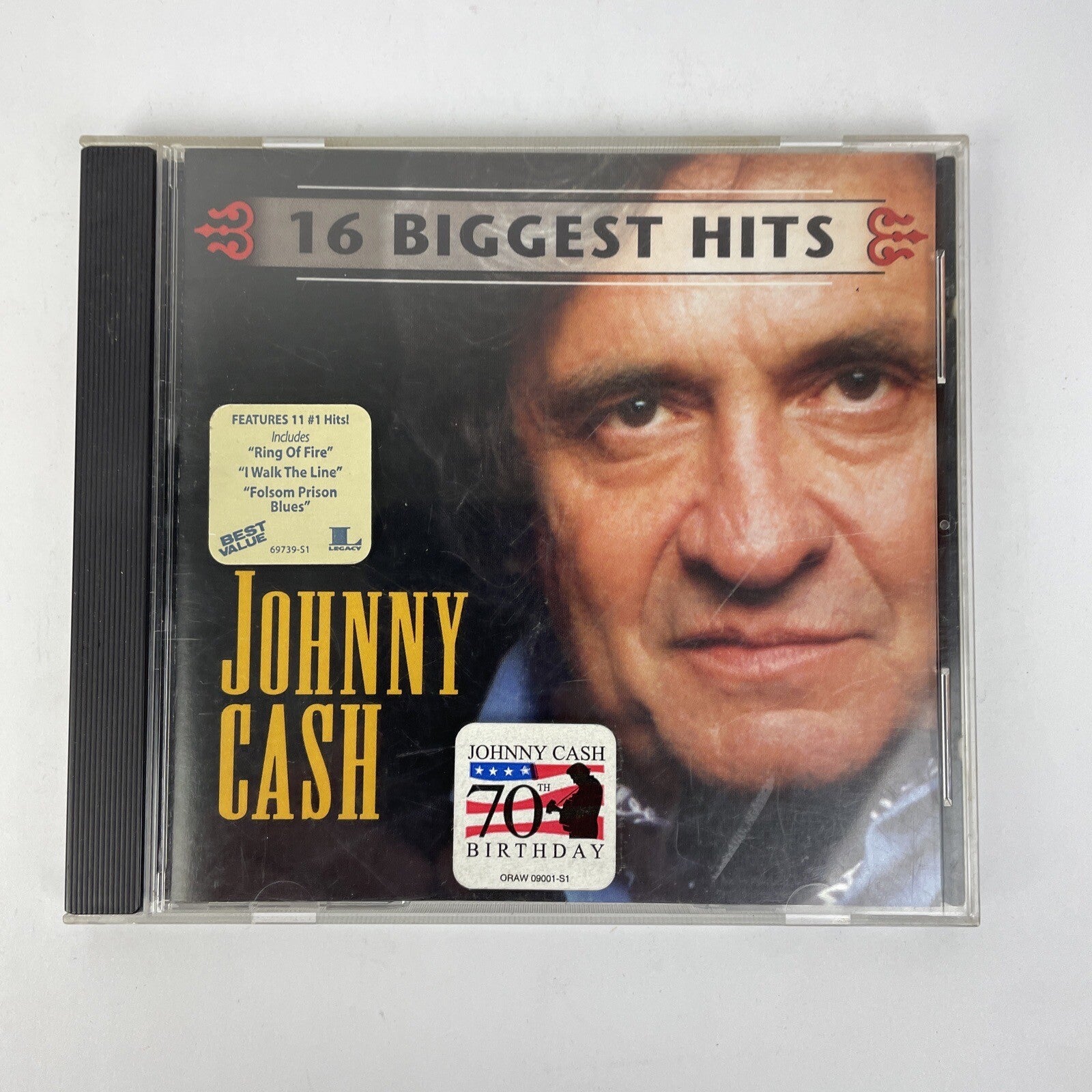 Johnny Cash : 16 Biggest Hits Digital AudioCD ( 1999 ) 70th Birthday Sticker  #1