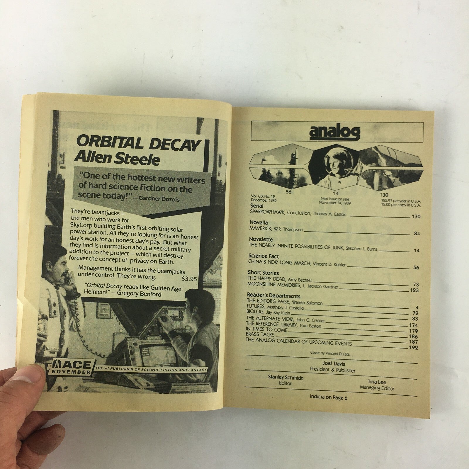December 1989 Analog Science Fiction Fact Magazine Stephen L.Burns W.R.Thompson